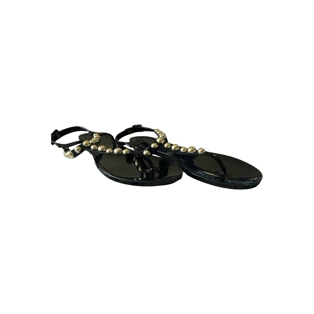 Chinese Laundry Black Studded Jelly T Strap Sandals Gold Studs Women’s Size 8 - Picture 5 of 6